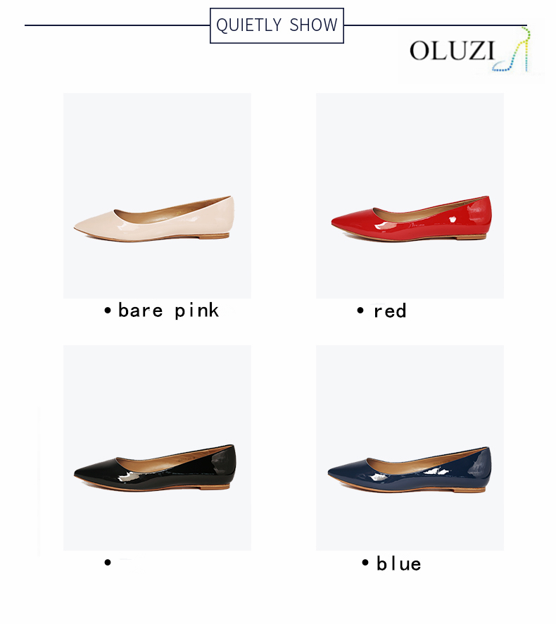 OLZP3中国ファッションとんがりつま先レディース女性卸売フラットパテントレザーアッパー靴-フォーマルシューズ問屋・仕入れ・卸・卸売り