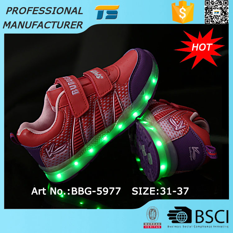 子供usb充電7輝くledの発光色の靴-スポーツシューズ問屋・仕入れ・卸・卸売り