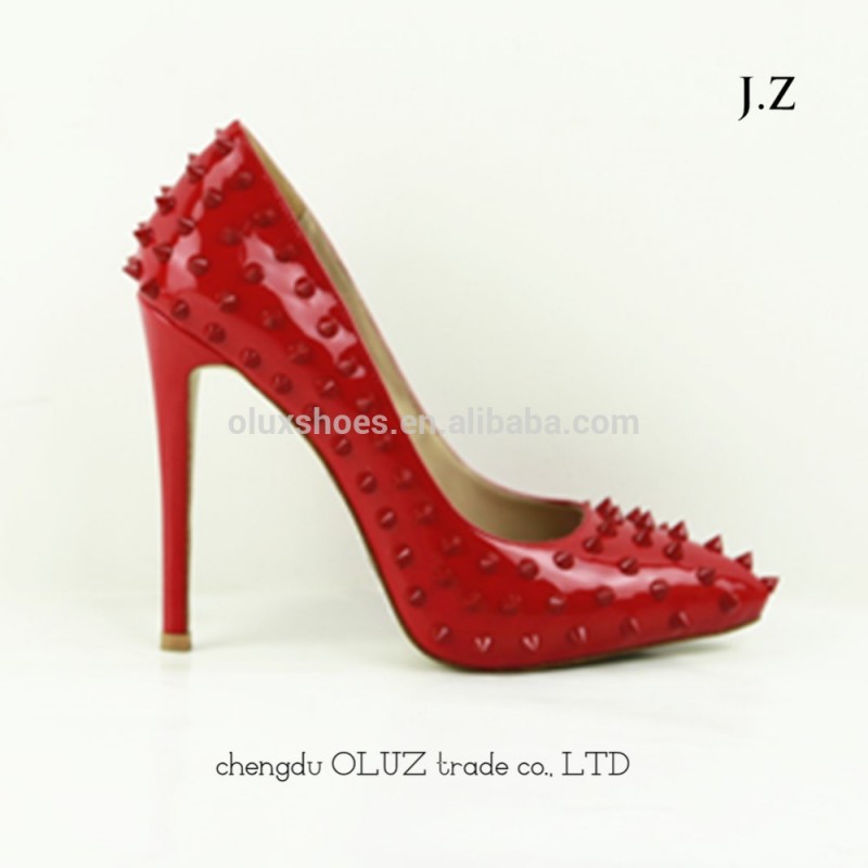 赤op23laetherリベットパンプスハイヒールの服靴デザイナー卸売靴-フォーマルシューズ問屋・仕入れ・卸・卸売り