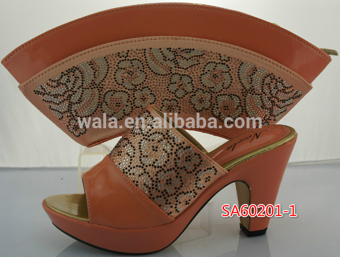 SA60201-1アフリカオレンジハイヒールのサンダル/靴と財布バッグセット用女性-問屋・仕入れ・卸・卸売り