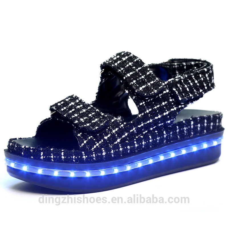 ホット販売ledレディサンダルライト靴でusb充電ファッションledライトアップサンダル靴-カジュアルシューズ問屋・仕入れ・卸・卸売り