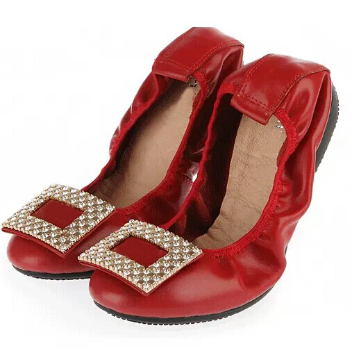 高品質の赤い革のポケットのためのエレガントな靴女性フラットシューズドロップシップ速い船積み-カジュアルシューズ問屋・仕入れ・卸・卸売り
