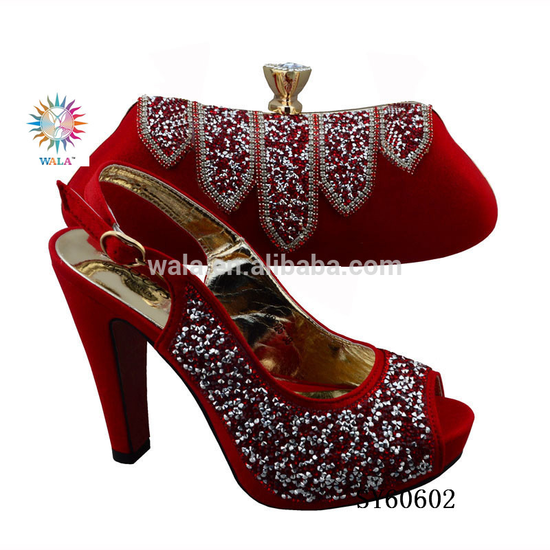 SY60602-4イタリアアフリカ靴やバッグハイヒール赤い靴とマッチングバッグ用パーティー-フォーマルシューズ問屋・仕入れ・卸・卸売り