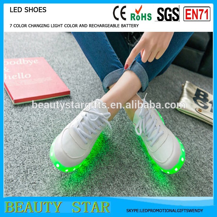7色光を変えるled女性靴、スニーカーled女性靴中国工場で深セン-カジュアルシューズ問屋・仕入れ・卸・卸売り