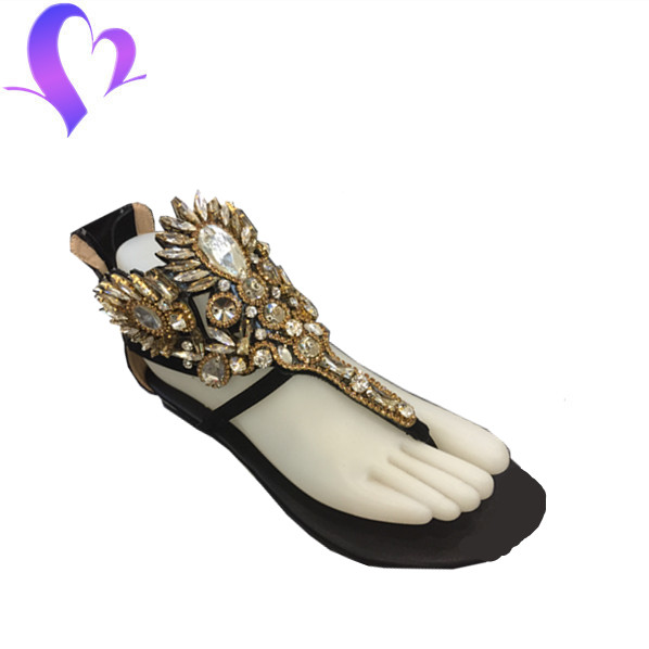 モアー2015はサンダルを空想の女性の靴クリームディアマンテサンダルフラットサンダル-サンダル問屋・仕入れ・卸・卸売り