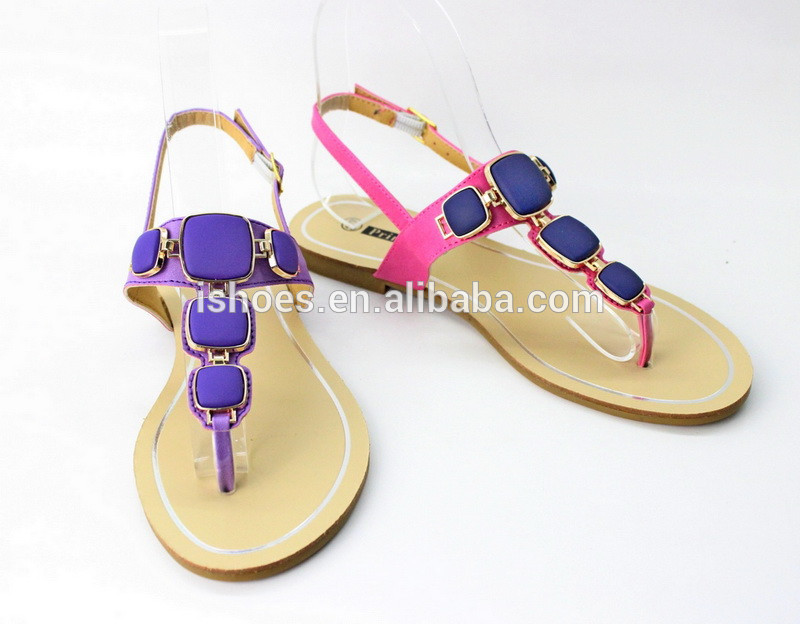 ベストセラーのファンシービーズの卸売女性平らな夏のサンダル-サンダル問屋・仕入れ・卸・卸売り