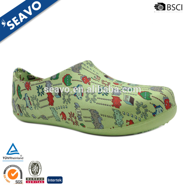 Seavo 2016 ファンキー足eva domfortable作業グリーン図プリント下駄用女性-クロックス問屋・仕入れ・卸・卸売り
