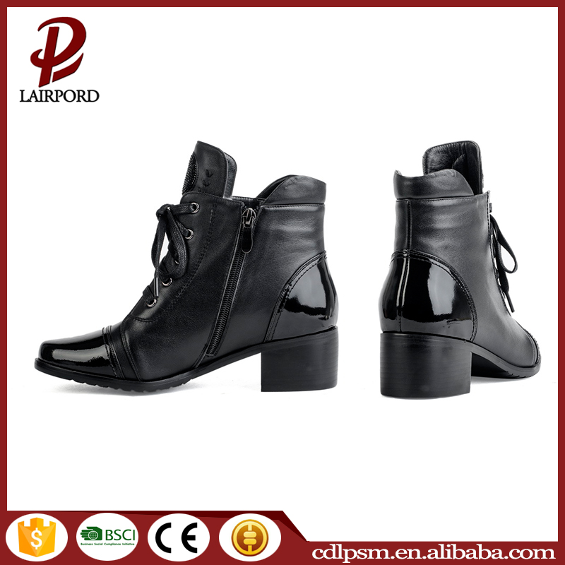 中国卸売ブラックレザーシルバービーズ装飾レースアップmdeiumヒール女性のブーツ-革靴問屋・仕入れ・卸・卸売り