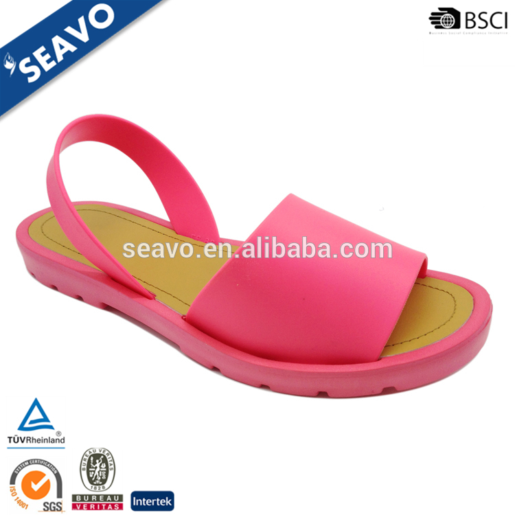 Seavo 2016 かわいい ピンク プラスチック ゼリー アッパー デザイン安い中国卸売女性フラット サンダル-サンダル問屋・仕入れ・卸・卸売り