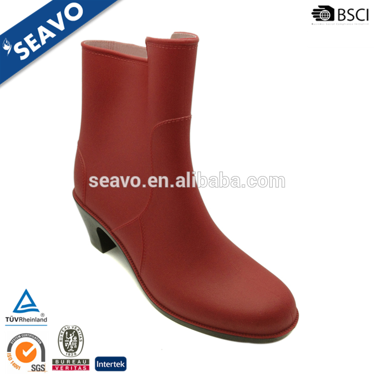 Seavo 2016最新セクシーな女性pvcハイヒールファッションハーフ赤いレインブーツ-レインブーツ問屋・仕入れ・卸・卸売り