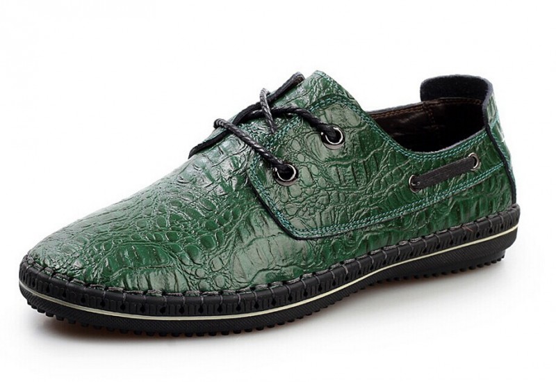 工場直販素晴らしい質greenワニグレインレザーローファーの靴の靴の男性-カジュアルシューズ問屋・仕入れ・卸・卸売り