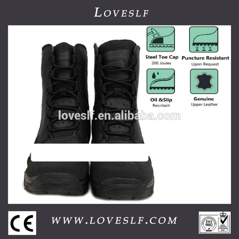 実際の牛のホットな新2014年黒レザーレースアップブーツ軍のブーツの男性軍-安全靴問屋・仕入れ・卸・卸売り