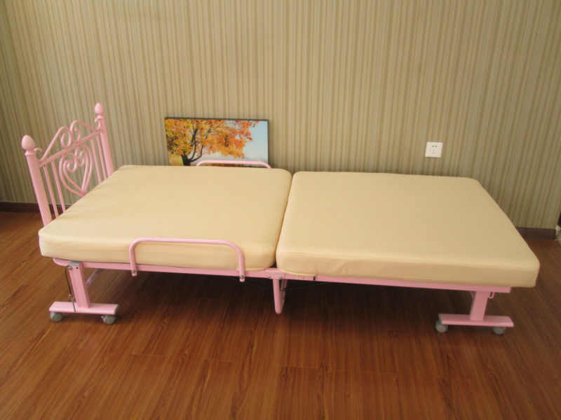 単一のピンク折りたたみメタルベッド-金属製ベッド問屋・仕入れ・卸・卸売り