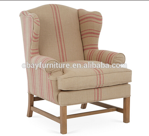 ヴィンテージフレンチスタイルのジェール椅子布張りフレンチ/フレンチウィングチェア/フランススクリプトファブリックの椅子-木製椅子問屋・仕入れ・卸・卸売り