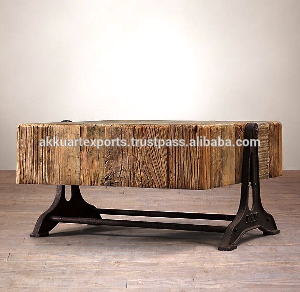 インドアンティーク埋め立て素朴な木製のコーヒーテーブル、 工業用コーヒーテーブルで素朴な木製-木製テーブル問屋・仕入れ・卸・卸売り