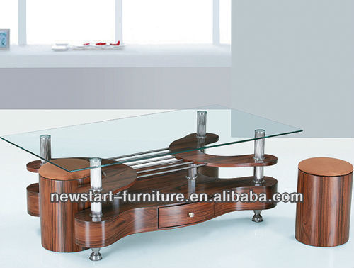 透明なガラストップcf711と木製のベースのコーヒーテーブルと-ダイニングルームセット問屋・仕入れ・卸・卸売り