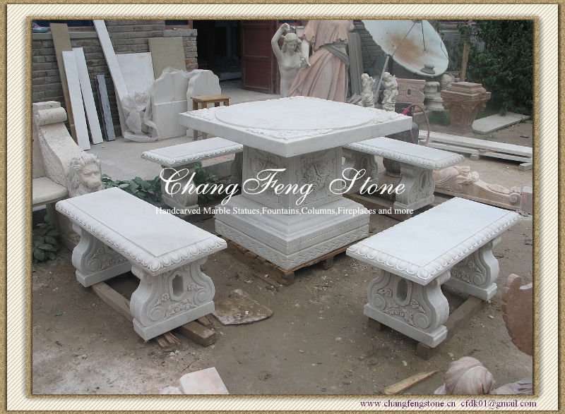 の庭の石のテーブルとベンチ-アンティーク椅子問屋・仕入れ・卸・卸売り