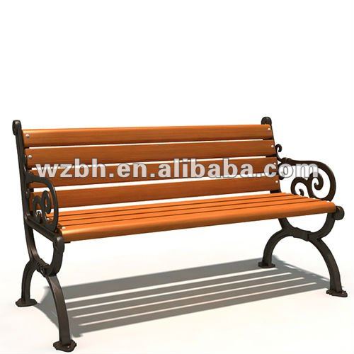 庭の鋳鉄手すり付ベンチと背もたれbh19503-木製椅子問屋・仕入れ・卸・卸売り