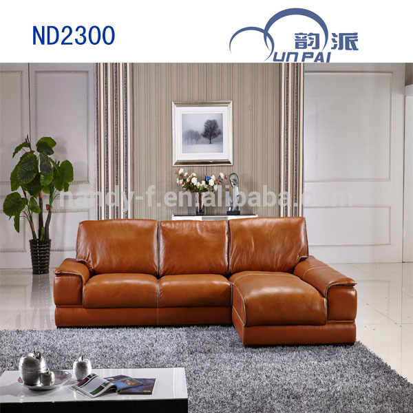 本物の革の余暇のソファーの黄色で2014年( nd2300)-リビング用ソファ問屋・仕入れ・卸・卸売り