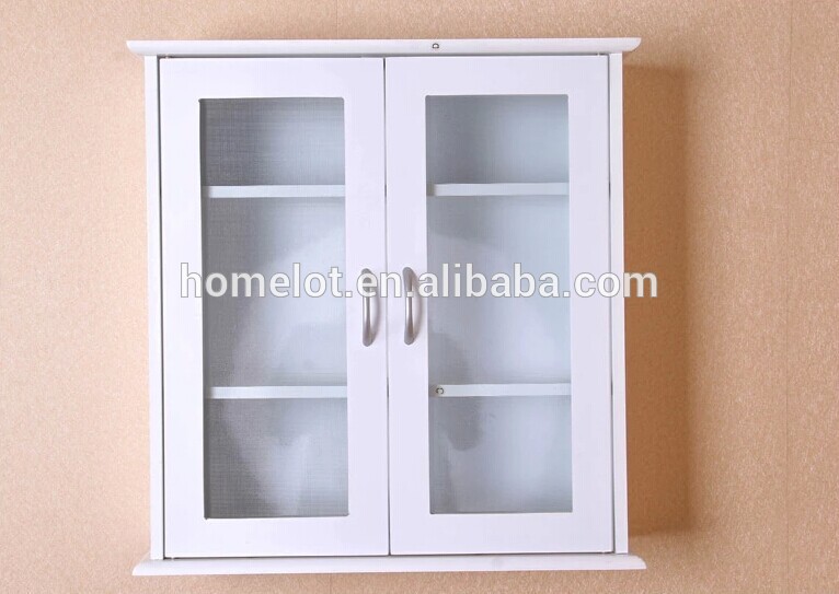 白い木製キッチン付き二重ガラス扉とストレージキャビネット壁を組み立てるkichenカビネット-キッチン用家具問屋・仕入れ・卸・卸売り