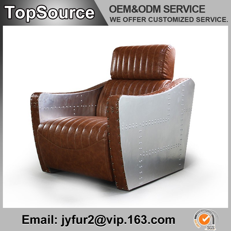 産業スタイルの革のソファと調節可能なヘッドレストアビエーター-リビング用ソファ問屋・仕入れ・卸・卸売り