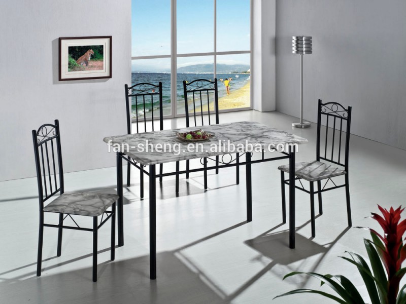 MID-YEARプロモーション販売4 + 1ダイニングテーブルと椅子-金属製家具セット問屋・仕入れ・卸・卸売り