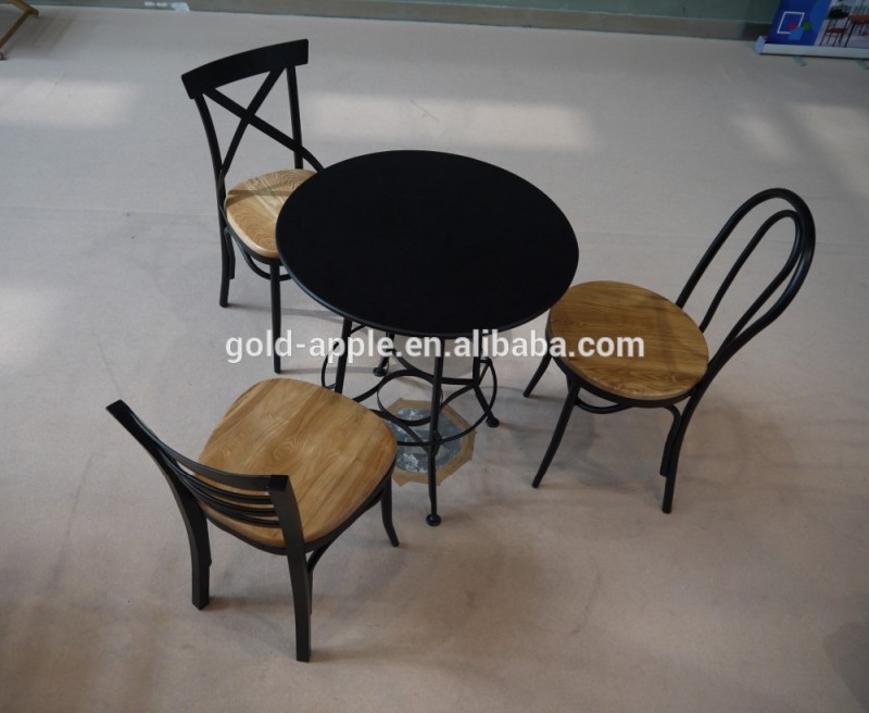 woodenダイニングラウンドテーブルと椅子のセット-金属製家具セット問屋・仕入れ・卸・卸売り