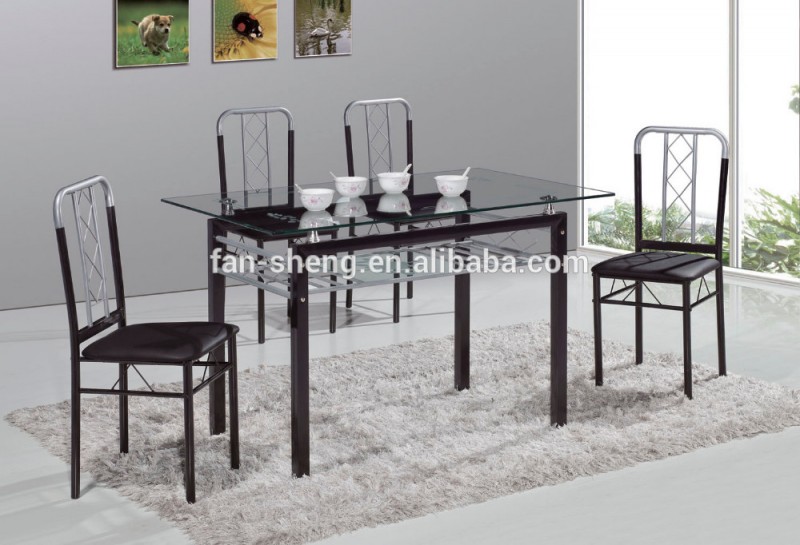 ホット販売価格ガラスダイニングテーブルと椅子、1 + 4ダイニングテーブルセット-ダイニングルームセット問屋・仕入れ・卸・卸売り