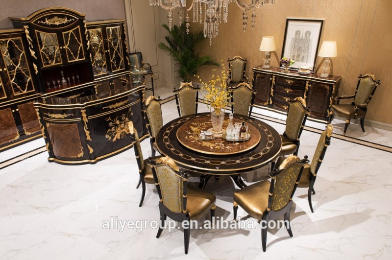 AT07-luxuryスタイル金メッキ家具ダイニングルームセット-ダイニングルームセット問屋・仕入れ・卸・卸売り