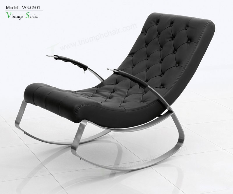 トリンプステンレス鋼ロッキングチェア/革余暇の椅子/オフィスのリビングルームの椅子-寝椅子問屋・仕入れ・卸・卸売り