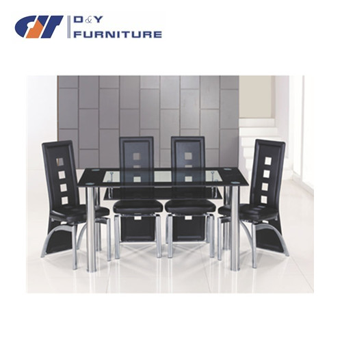 黒のモダンな設計熱い販売の安いガラスのダイニングテーブルと椅子のためのレストラン-ダイニングルームセット問屋・仕入れ・卸・卸売り