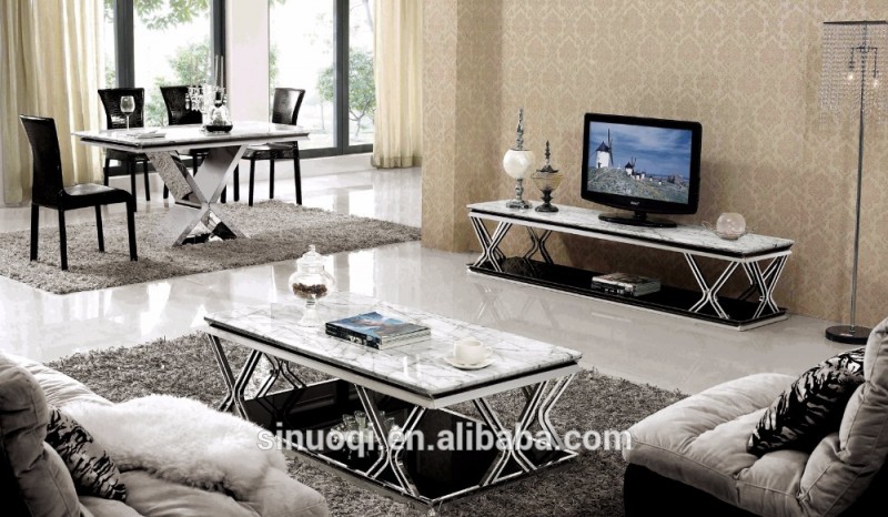 大理石トップxクロスlivigルームセットテレビユニット大理石のコーヒーテーブルのリビングルームの家具-金属製家具セット問屋・仕入れ・卸・卸売り