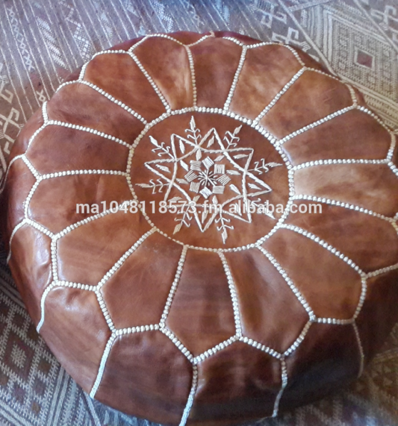 ・ハンドステッチ刺繍革オットマン/morrocanpouffe-スツール＆オットマン問屋・仕入れ・卸・卸売り