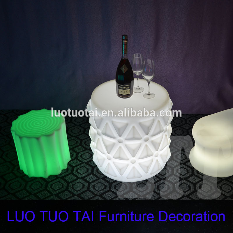 抗uv/防水安いプラスチックledバースツール/ ledラウンドスツール/椅子/ led家具-スツール＆オットマン問屋・仕入れ・卸・卸売り