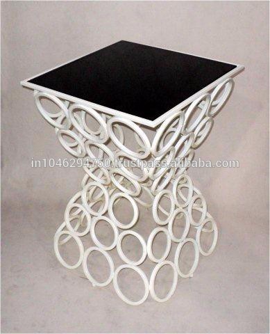 アンティークエンドテーブル/の金属製のサイドテーブル/ブラックガラストップテーブル-コーヒーテーブル問屋・仕入れ・卸・卸売り