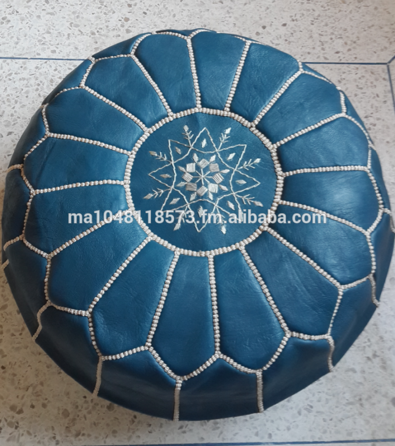 ハンドステッチ刺繍革オットマン・パッと消える/なよなよした男cuir/morrocanpouffe-スツール＆オットマン問屋・仕入れ・卸・卸売り