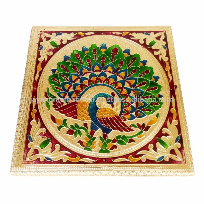 Rajwadi CHOWKI-PATLA/座っスツール-ピーコック設計された木製手作り10 "× 10" × 2 "chowki PATLA-G.M。-スツール＆オットマン問屋・仕入れ・卸・卸売り