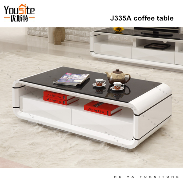 ハイグロスホワイト安いコーヒーテーブルリビングルームのセンターテーブル引き出し-木製テーブル問屋・仕入れ・卸・卸売り