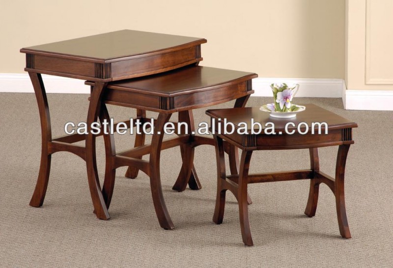 Cff08301- ネストテーブルセット3ピースカーブした脚のネストテーブル-木製テーブル問屋・仕入れ・卸・卸売り