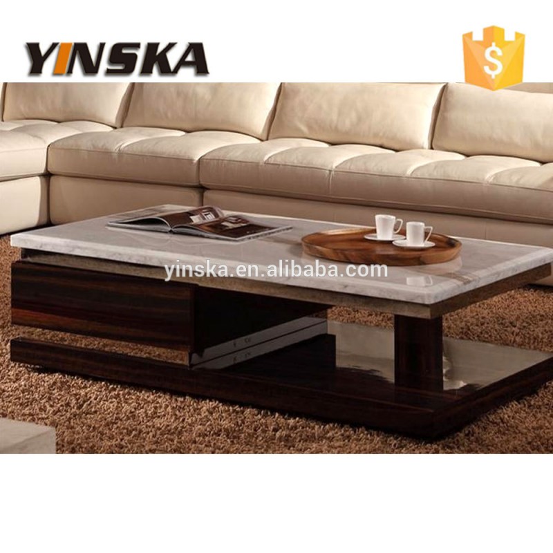 Yinska石大理石トップ木製ベースコーヒーテーブル-木製テーブル問屋・仕入れ・卸・卸売り