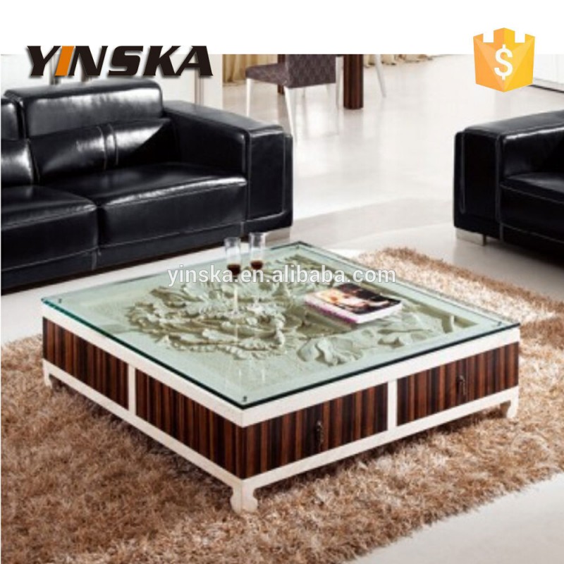 Yinska木製ベース石大理石センターテーブル-木製テーブル問屋・仕入れ・卸・卸売り
