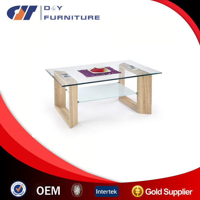 現代安いガラス木製ティーテーブル付きガラストップ-木製テーブル問屋・仕入れ・卸・卸売り