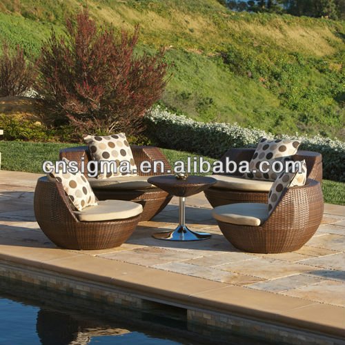 樹脂籐新しいデザイン2015ローリング中国庭園の席-ガーデンソファー問屋・仕入れ・卸・卸売り