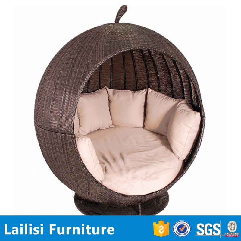 トップ販売の屋外パティオの家具籐のラウンジチェアリンゴの形の太陽のベッド-籐/枝編み椅子問屋・仕入れ・卸・卸売り