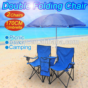 二重折りたたみ椅子ピクニックw/傘のテーブルチェアビーチキャンプクーラー畳む-折り畳み椅子問屋・仕入れ・卸・卸売り