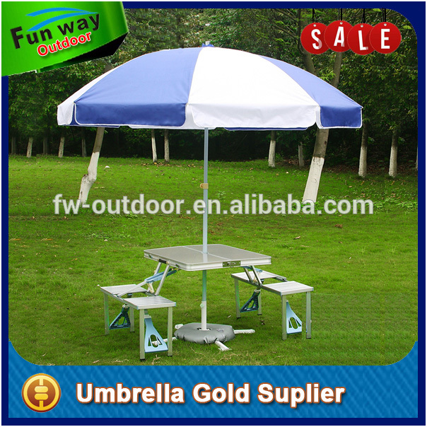 二重層防風パラソルフレーム、 青と白ポータブル庭の傘でテーブル-問屋・仕入れ・卸・卸売り