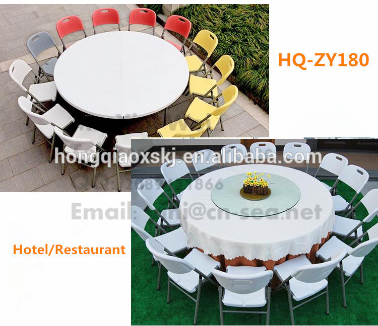 半月6フィートプラスチック製の折りたたみラウンド宴会テーブル( hq- zy180)-折り畳み式テーブル問屋・仕入れ・卸・卸売り