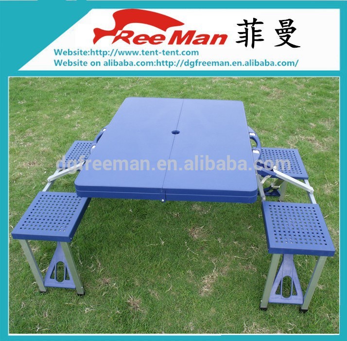 耐久性のあるブルーabsプラスチック折り畳み式のピクニックキャンプ用のテーブル椅子-折り畳み式テーブル問屋・仕入れ・卸・卸売り