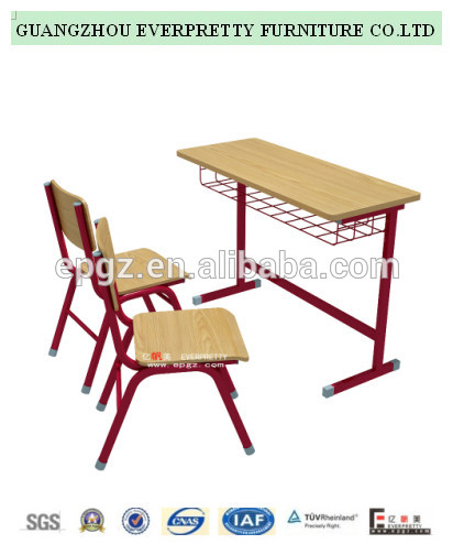 スチール フレーム研究テーブル で椅子、 学生の机と椅子、 ダブル デスク で鉛筆スロット と椅子-学校用家具セット問屋・仕入れ・卸・卸売り