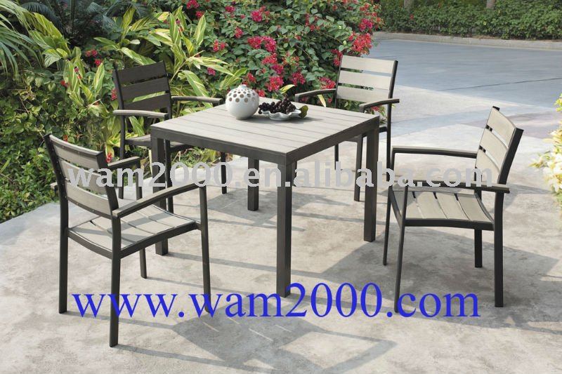 庭のための正方形のプラスチック木製のダイニングテーブルそして椅子-ガーデンセット問屋・仕入れ・卸・卸売り